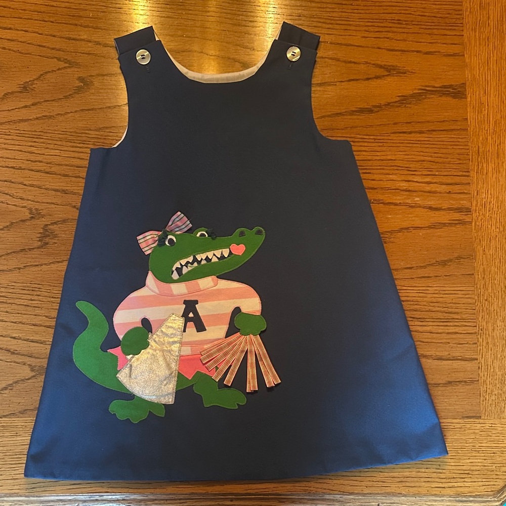 Vintage Chocolate Soup Navy Dress with Alligator Design